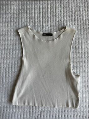 ZARA Cream Ribbed Tank Top